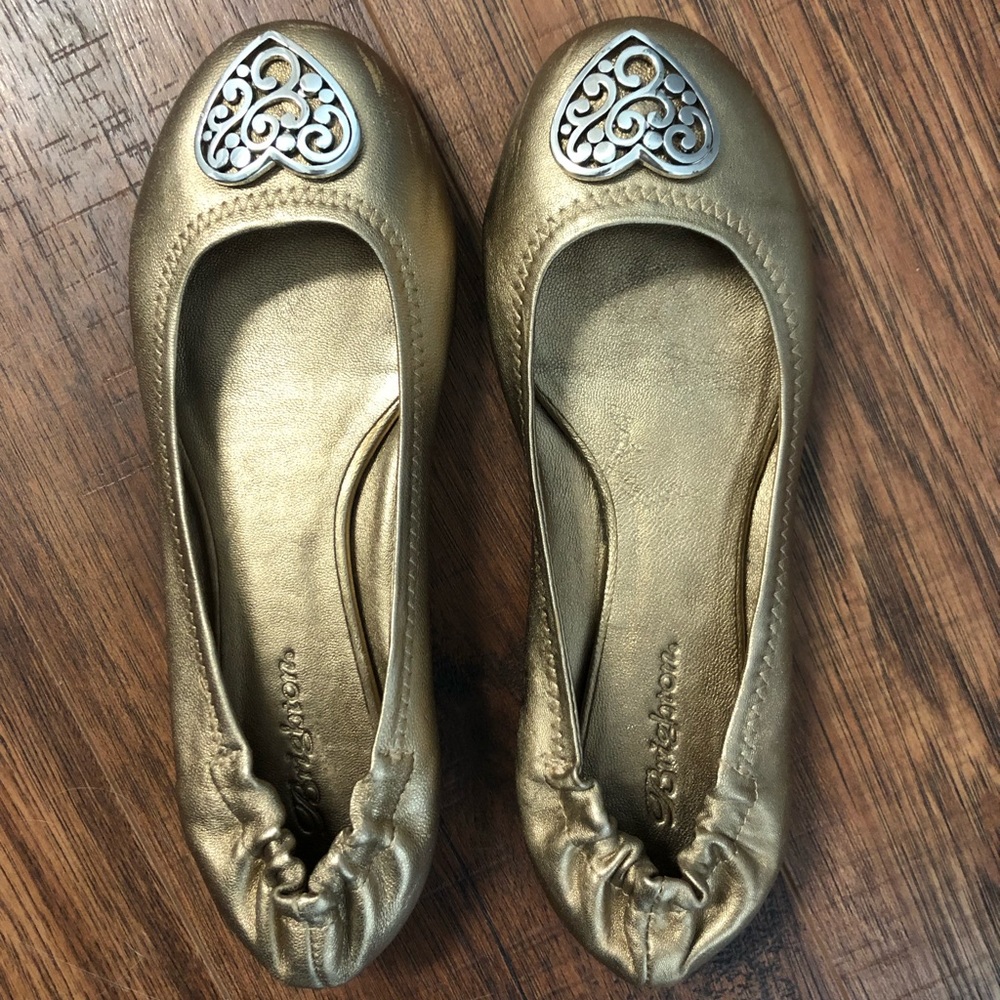 Brighton “Heart” ballet flats gold leather sz 6